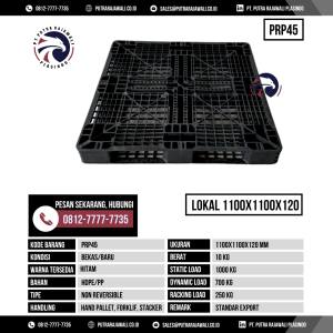 Pallet Plastik Bekas & Baru Ukuran 1100x1100x120 mm - PRP45 - Hitam