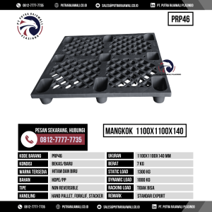Pallet Plastik Bekas & Baru Ukuran 1100x1100x140 mm - PRP46 - Hitam
