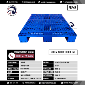 Pallet Plastik Bekas & Baru Ukuran 1200x1000x150 mm - PRP47 - Biru
