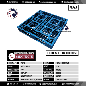 Pallet Plastik Bekas & Baru Ukuran 1100x1100x150 mm - PRP48 - Biru
