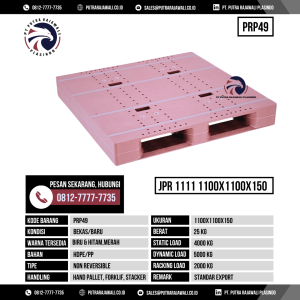 Pallet Plastik Bekas & Baru Ukuran 1100x1100x150 mm - PRP49 - Merah
