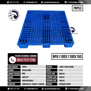 Pallet Plastik Bekas & Baru Ukuran 1100x1100x150 mm - PRP53 - Biru