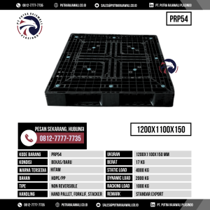 Pallet Plastik Bekas & Baru Ukuran 1200x1100x150 mm - PRP54 - Htam
