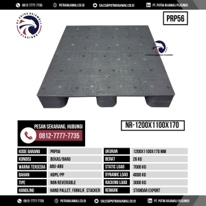 Pallet Plastik Bekas & Baru Ukuran 1200x1100x170 mm - PRP56 - Abu-Abu