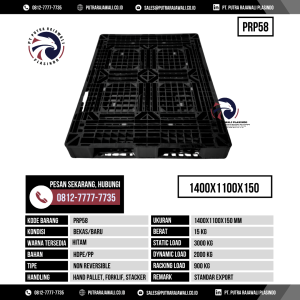 Pallet Plastik Bekas & Baru Ukuran 1400x1100x150 mm - PRP58 - Hitam