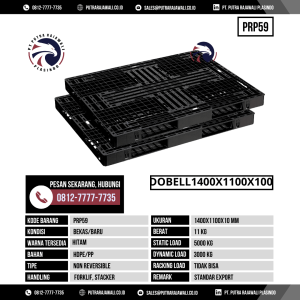 Pallet Plastik Bekas & Baru Ukuran 1400x1100x100 mm - PRP59 - Hitam