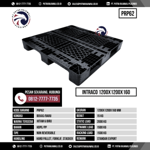 Pallet Plastik Bekas & Baru Ukuran 1200x1200x160 mm - PRP62 - Hitam