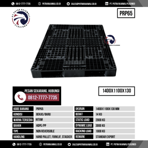 Pallet Plastik Bekas & Baru Ukuran 1400x1100x130 mm - PRP65 - Hitam