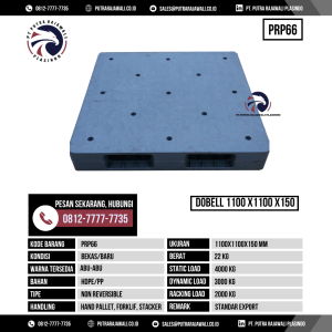 Pallet Plastik Bekas & Baru Ukuran 1100x1100x150 mm - PRP66 - Abu-Abu