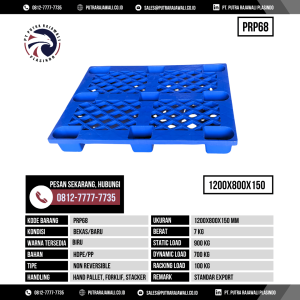Pallet Plastik Bekas & Baru Ukuran 1200x800x150 mm - PRP68 - Biru