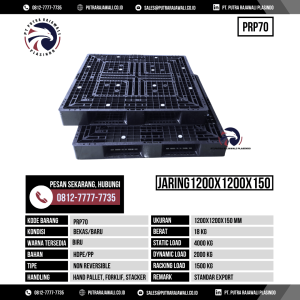Pallet Plastik Bekas & Baru Ukuran 1200x1200x150 mm - PRP70 - Hitam