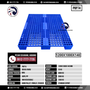 Pallet Plastik Bekas & Baru Ukuran 1200x1000x140 mm - PRP74 - Biru