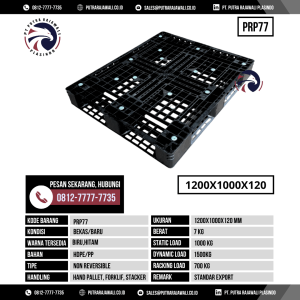 Pallet Plastik Bekas & Baru Ukuran 1200x1000x120 mm - PRP77 - Hitam