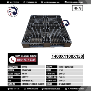 Pallet Plastik Bekas & Baru Ukuran 1400x1100x150 mm - PRP79 - Hitam