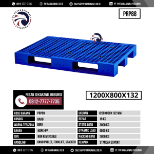 Pallet Plastik Baru Ukuran 1200x800x132 mm - PRP88 - Biru