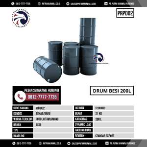 Drum Besi Bekas & Baru Ukuran 1200x800 mm - PRPD02 - Abu-Abu