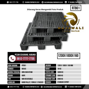 Pallet Plastik Bekas & Baru Ukuran 1200x1000x160 mm - RTB01 - Hitam