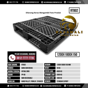 Pallet Plastik Bekas & Baru Ukuran 1200x1000x150 mm - RTB02 - Hitam
