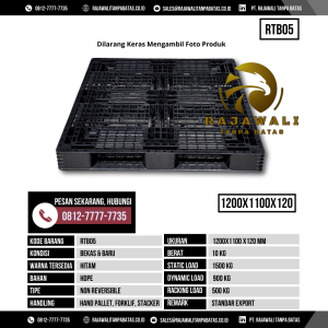 Pallet Plastik Bekas & Baru Ukuran 1200x1100x120 mm - RTB05 - Hitam