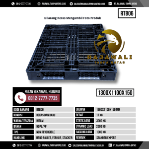 Pallet Plastik Bekas & Baru Ukuran 1300x1100x150 mm - RTB06 - Hitam