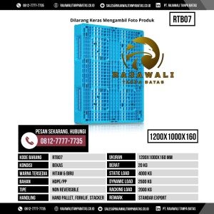 Pallet Plastik Bekas & Baru Ukuran 1200x1000x160 mm - RTB07 - Biru