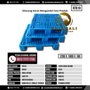 Pallet Plastik Bekas & Baru Ukuran 1200x1000x160 mm - RTB10 - Biru