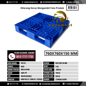 Pallet Plastik Bekas & Baru Ukuran 760x760x150 mm - RTB101 - Biru