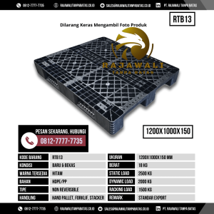 Pallet Plastik Bekas & Baru Ukuran 1200x1000x150 mm - RTB13 - Hitam
