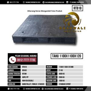 Pallet Plastik Bekas & Baru Ukuran 1100x1100x120 mm - RTB18 - Hitam