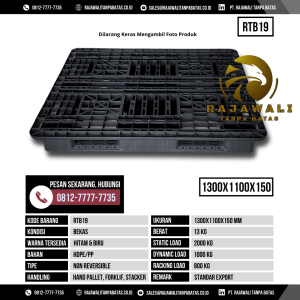 Pallet Plastik Bekas & Baru Ukuran 1300x1100x150 mm - RTB19 - Hitam