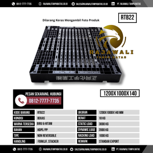 Pallet Plastik Bekas & Baru Ukuran 1200x1000x140 mm - RTB22 - Hitam