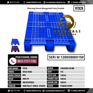 Pallet Plastik Bekas & Baru Ukuran 1200x800x150 mm - RTB26 - Biru