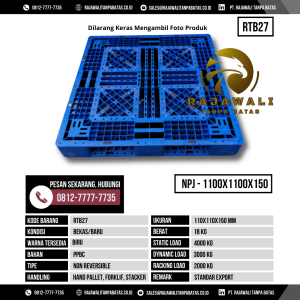 Pallet Plastik Bekas & Baru Ukuran 1100x1100x150 mm - RTB27 - Biru