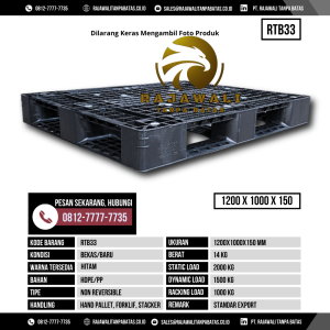 Pallet Plastik Bekas & Baru Ukuran 1200x1000x150 mm - RTB33 - Hitam