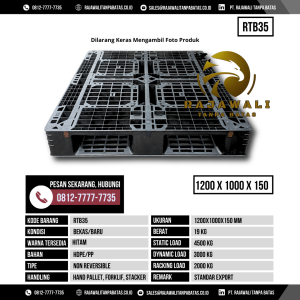 Pallet Plastik Bekas & Baru Ukuran 1200x1000x150 mm - RTB35 - Hitam