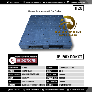 Pallet Plastik Bekas & Baru Ukuran 1200x1000x170 mm - RTB36 - Abu-Abu