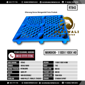 Pallet Plastik Bekas & Baru Ukuran 1100x1100x140 mm - RTB43 - Biru