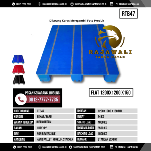 Pallet Plastik Bekas & Baru Ukuran 1100x1100x140 mm - RTB47 - Biru