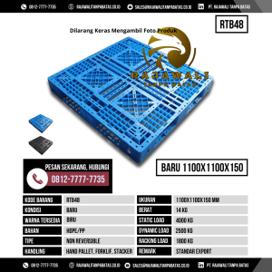 Pallet Plastik Bekas & Baru Ukuran 1100x1100x150 mm - RTB48 - Biru