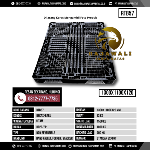 Pallet Plastik Bekas & Baru Ukuran 1300x1100x120 mm - RTB57 - Hitam