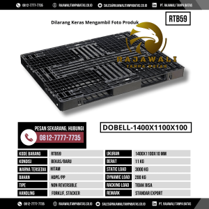 Pallet Plastik Bekas & Baru Ukuran 1400x1100x100 mm - RTB59 - Hitam
