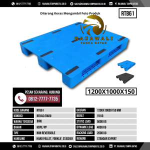 Pallet Plastik Bekas & Baru Ukuran 1200x1000x150 mm - RTB61 - Biru