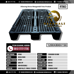 Pallet Plastik Bekas & Baru Ukuran 1200x800x150 mm - RTB63 - Hitam