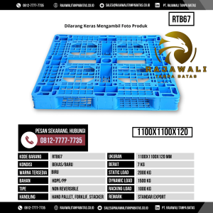 Pallet Plastik Bekas & Baru Ukuran 1100x1100x120 mm - RTB67 - Biru