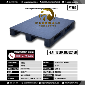 Pallet Plastik Bekas & Baru Ukuran 1200x1200x160 mm - RTB69 - Abu-Abu