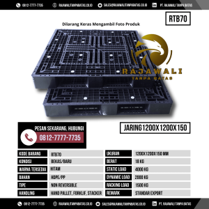 Pallet Plastik Bekas & Baru Ukuran 1200x1200x150 mm - RTB70 - Hitam