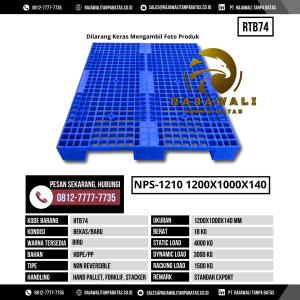 Pallet Plastik Bekas & Baru Ukuran 1200x1000x140 mm - RTB74 - Biru