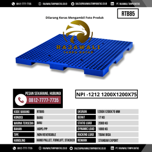 Pallet Plastik Bekas & Baru Ukuran 1200x1200x75 mm - RTB85 - Biru