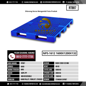 Pallet Plastik Bekas & Baru Ukuran 1600x1200x132 mm - RTB87 - Biru