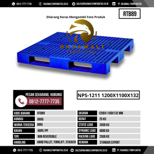 Pallet Plastik Bekas & Baru Ukuran 1200x1100x132 mm - RTB89 - Biru